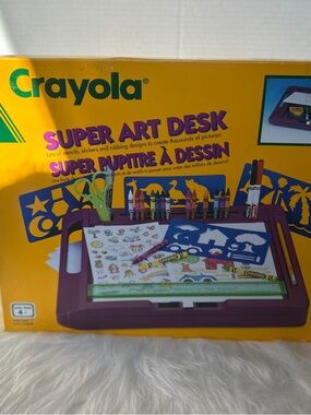 Retro Crayola 1994 Super Art Desk - Yellow Box with Purple Desk